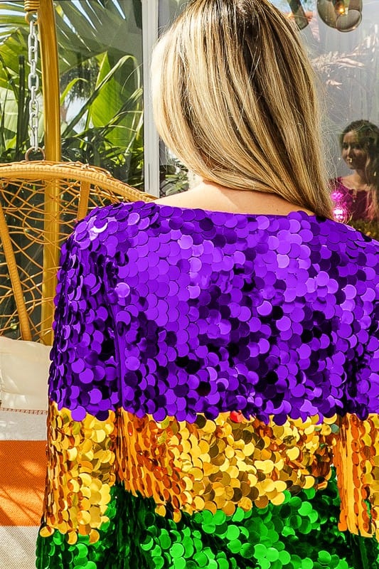 Mardi Gras Block Spangle Top