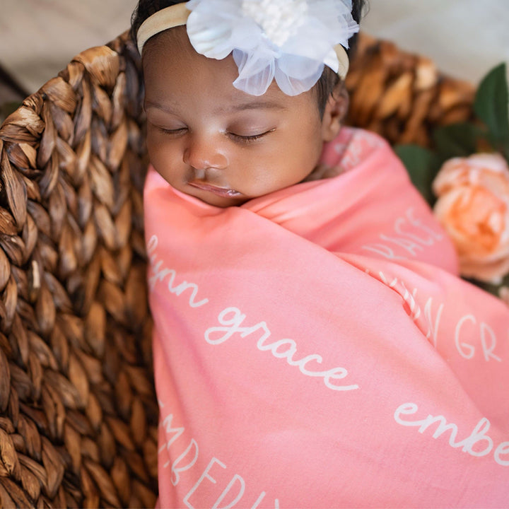 Two Fonts Personalized Baby Swaddle Blanket