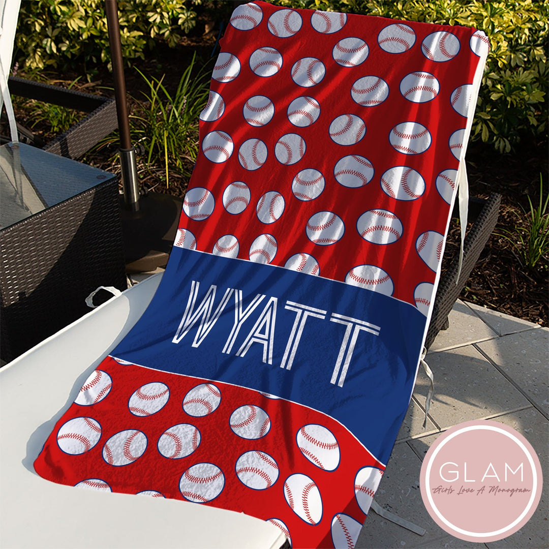 Classic Baseball Personalized Beach Towel