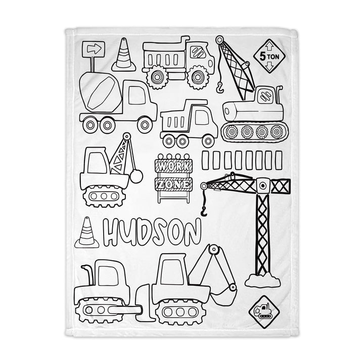 Construction Color and Cuddle Personalized Blanket