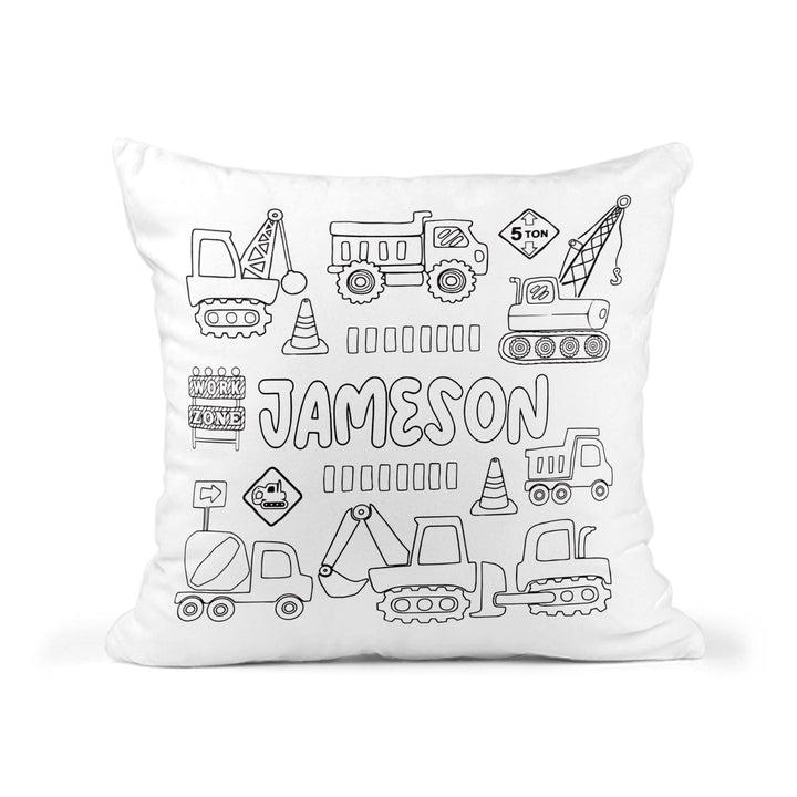 Construction Color and Cuddle Personalized Snuggle Pillow