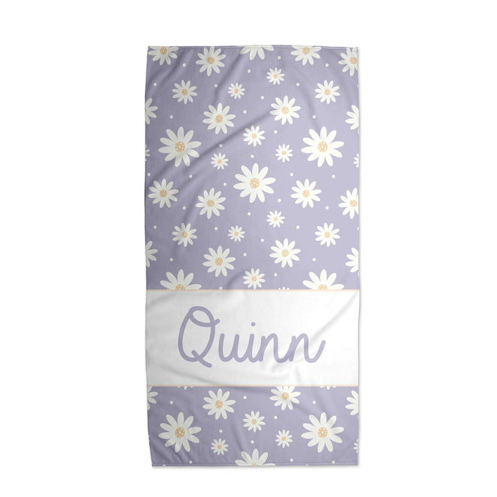 Loving Lavender Daisy Personalized Beach Towel