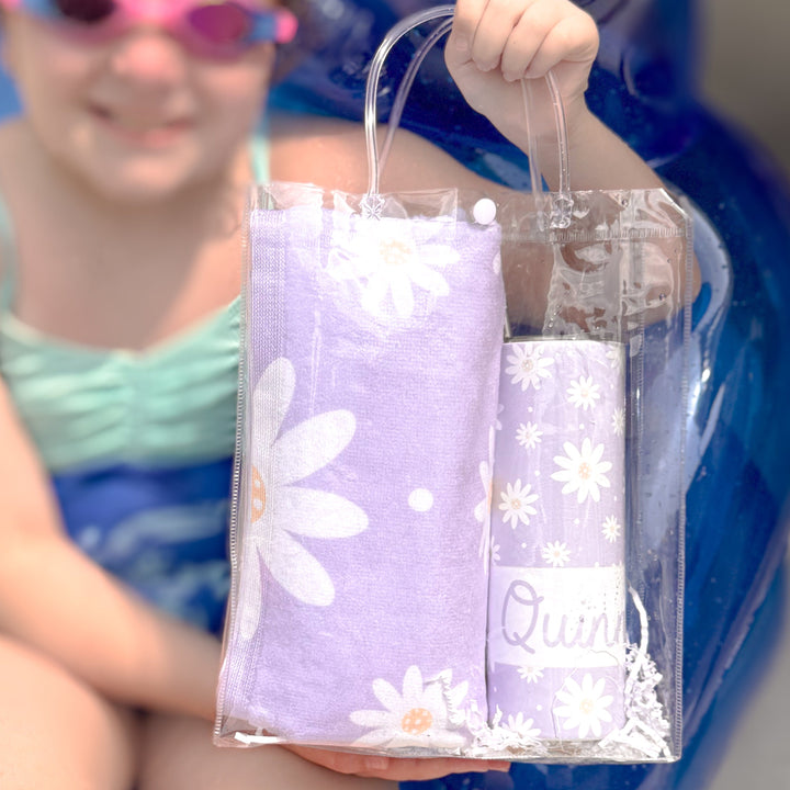 Loving Lavender Daisy Personalized Beach Towel