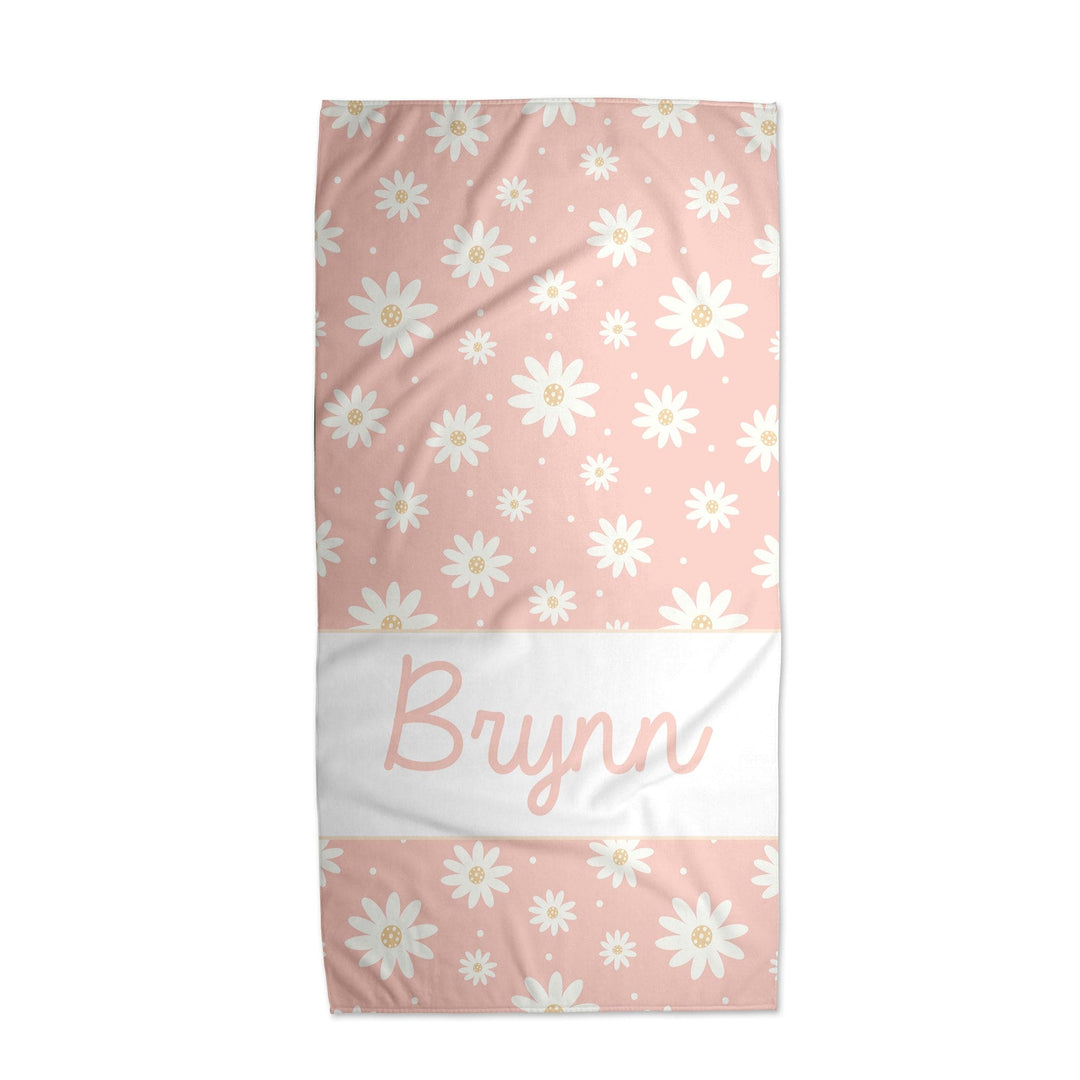 Pretty in Pink Daisy Personalized Beach Towel