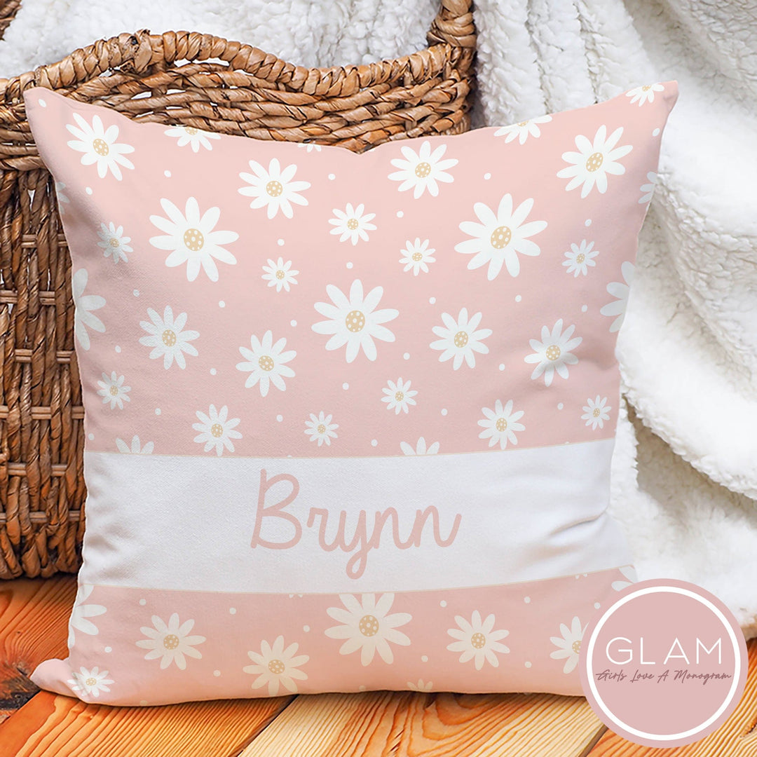 Pretty in Pink Personalized Daisy Snuggle Pillow