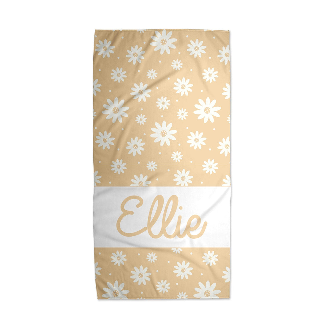 Meadow Yellow Daisy Personalized Beach Towel