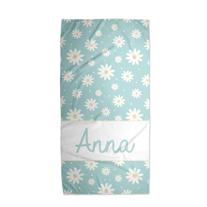 Clear Blue Skies Daisy Personalized Beach Towel