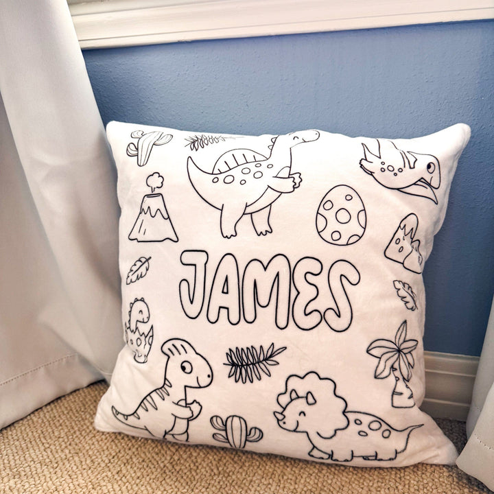 Dinosaur Color and Cuddle Personalized Snuggle Pillow