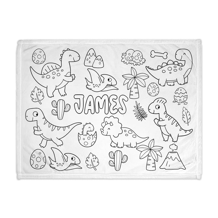 Dinosaur Color and Cuddle Personalized Blanket