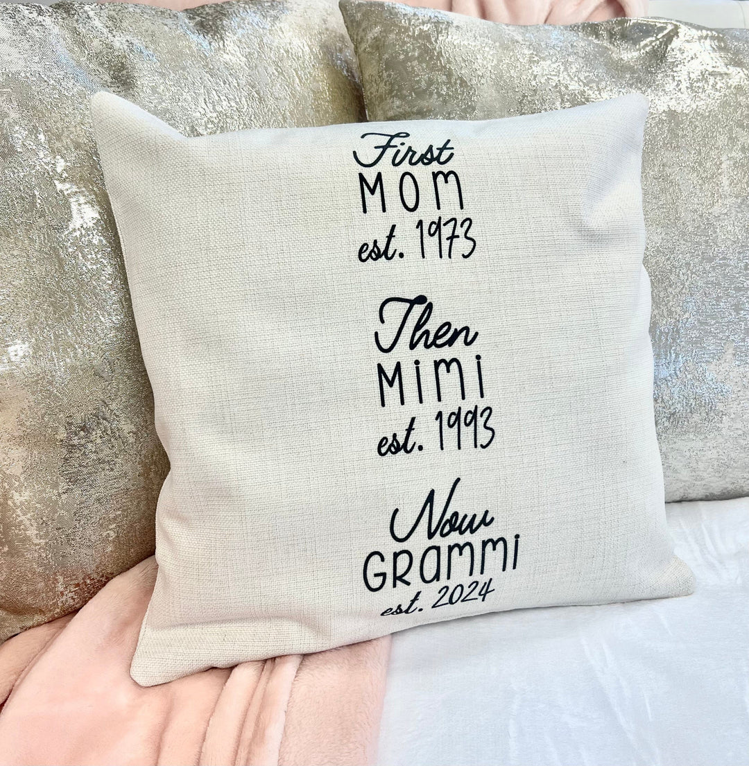 First Then Now Personalized Pillow