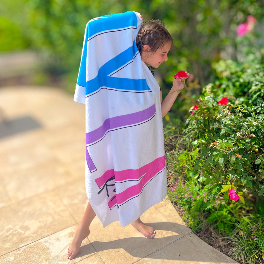 Multi-Colored Name Outline Personalized Beach Towel For Girls