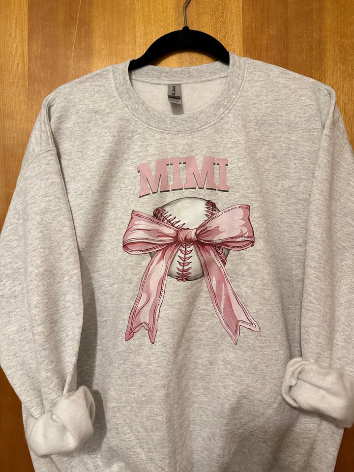 Personalized Pink Baseball Bow Shirt-- Short Sleeve or Sweatshirt