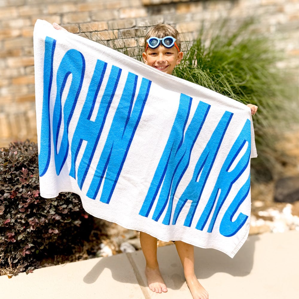 Shadow Block Personalized Beach Towel For Boys