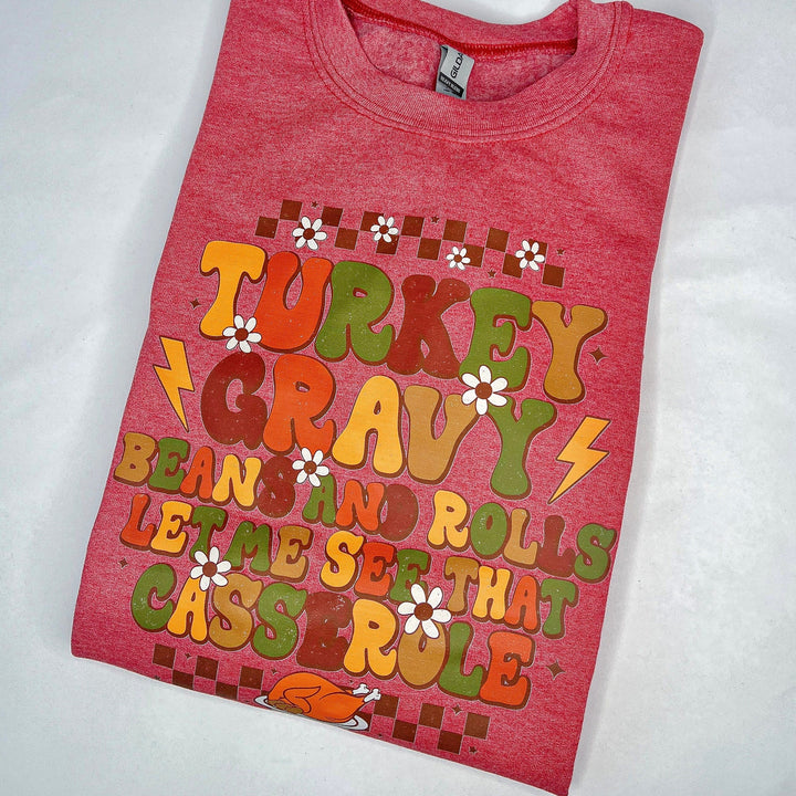 Turkey, Gravy, Casserole Adult Fall Thanksgiving Shirt | SMALL-3X| Fall | Thanksgiving | 2 Styles