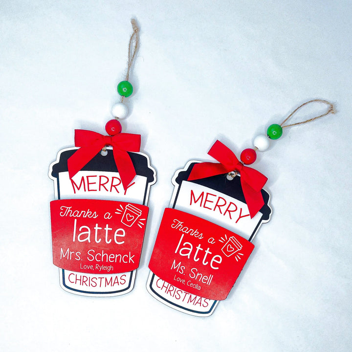 Personalized Gift Card Holder Ornament Thanks A Latte| Design 1