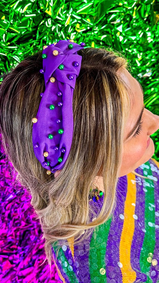 Mardi Gras Knot Pearl Headband