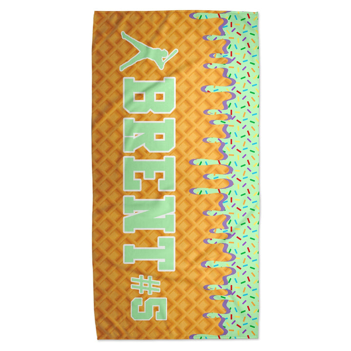 Ice Cream Drip Baseball Personalized Beach Towel - Mint