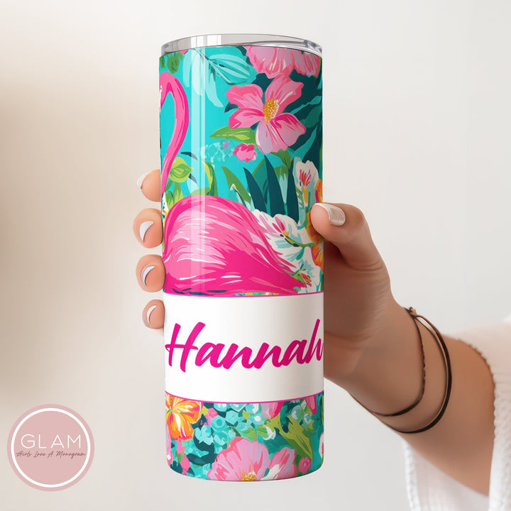 Preppy Flamingo Personalized 20oz Tumbler