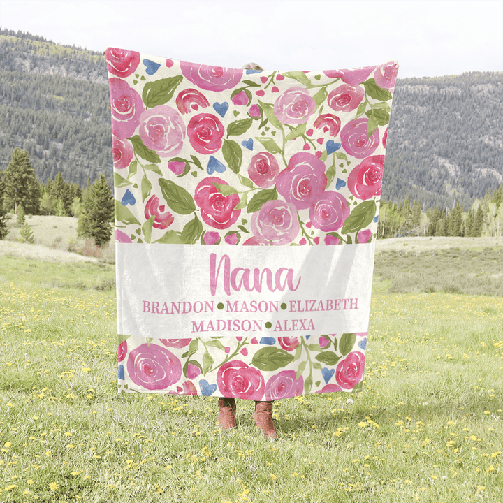 Pink Rose Garden Personalized Mother's Day Blanket