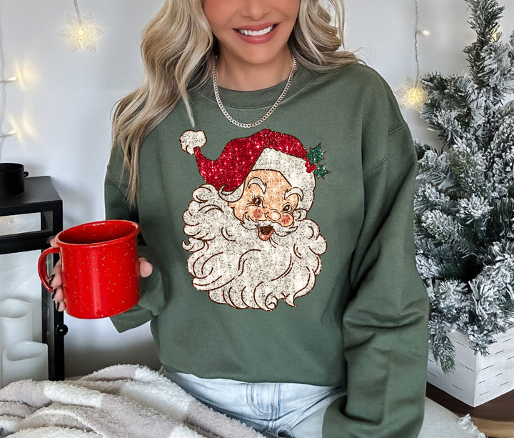 Faux Sequin Santa Christmas Shirt