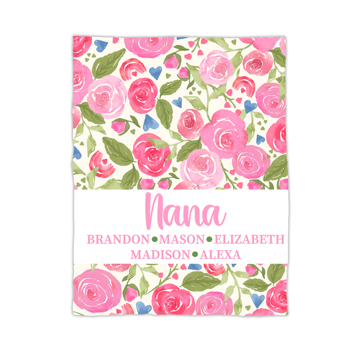 Pink Rose Garden Personalized Mother's Day Blanket
