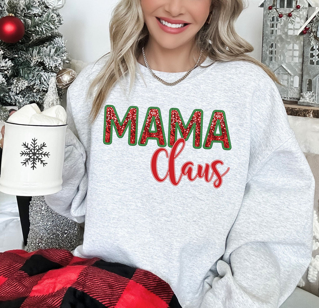 Faux Sequin Family Claus Christmas Sweatshirt