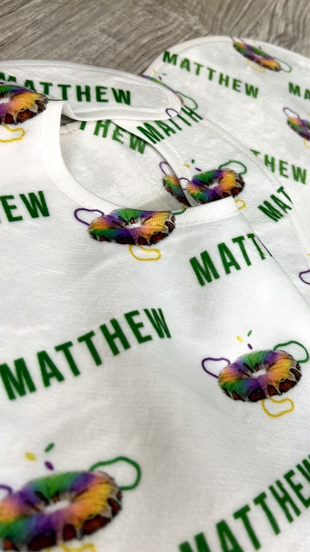 I Got The Baby King Cake Bodysuit With Personalized Bib and Burp Cloth Set