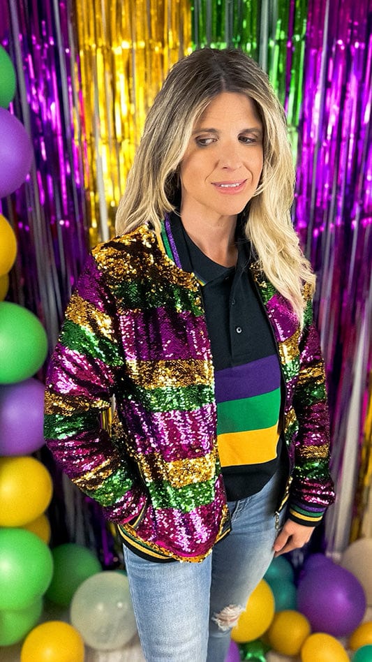 The Cleo Sequin Stripe Mardi Gras Jacket