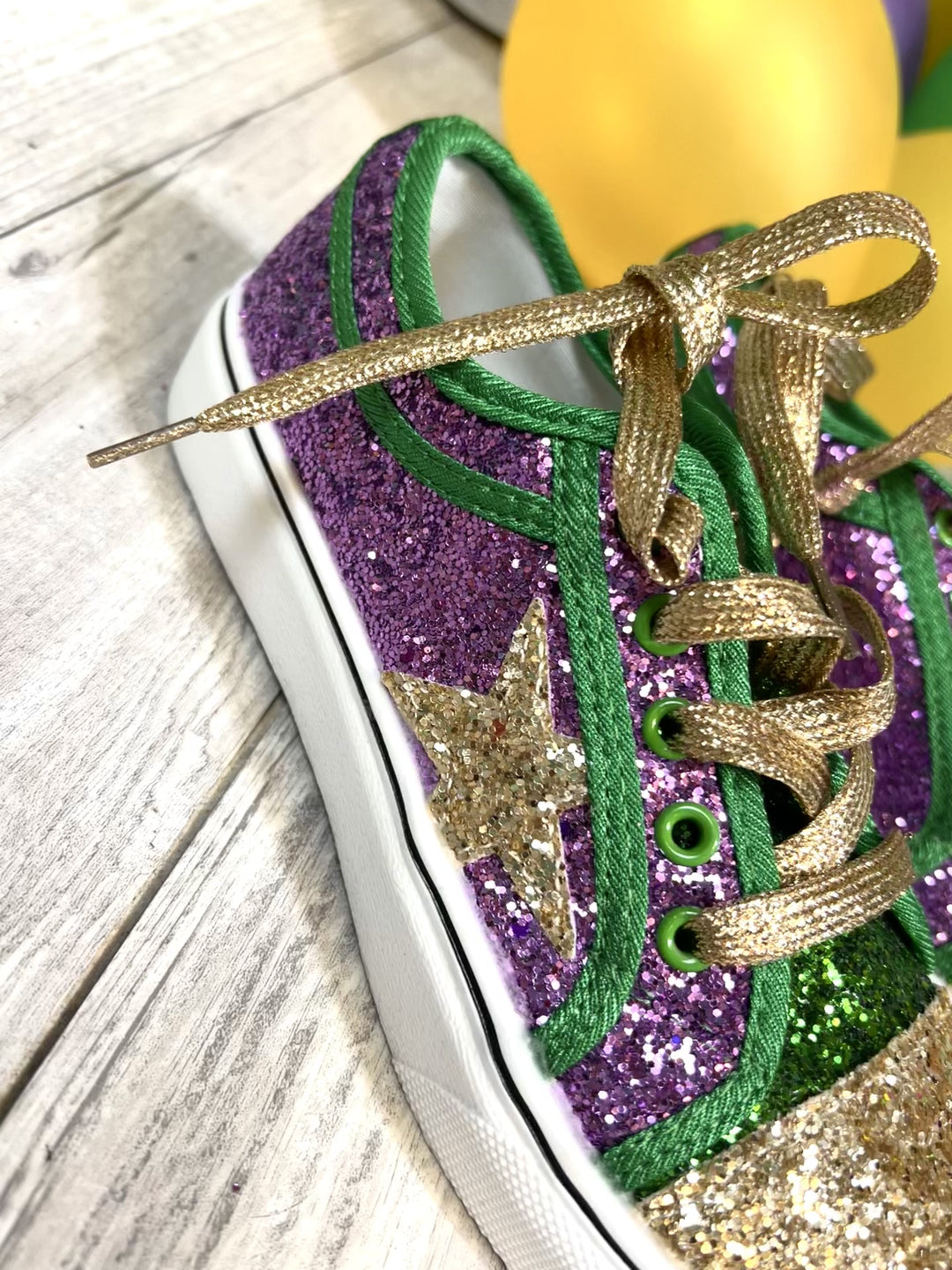 The Star of Mardi Gras Glitter Sneakers