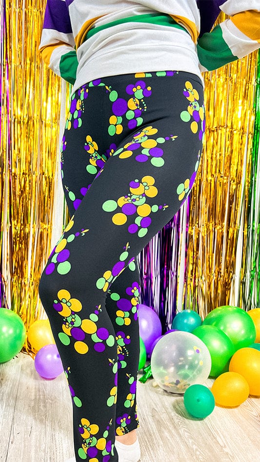 New Orleans Mardi Gras Bead Dog Leggings (Regular, Curvy and Youth)