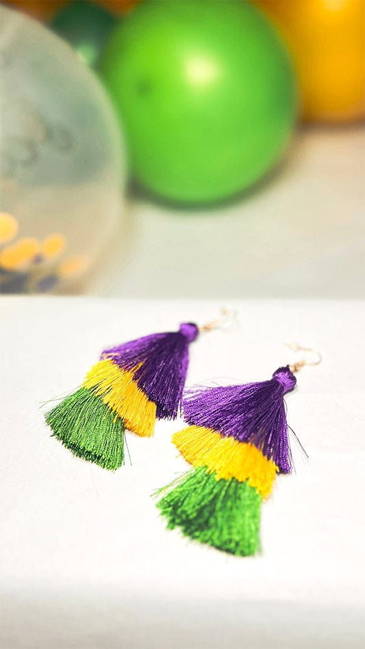 Mardi Gras Chunky Tassel Earrings